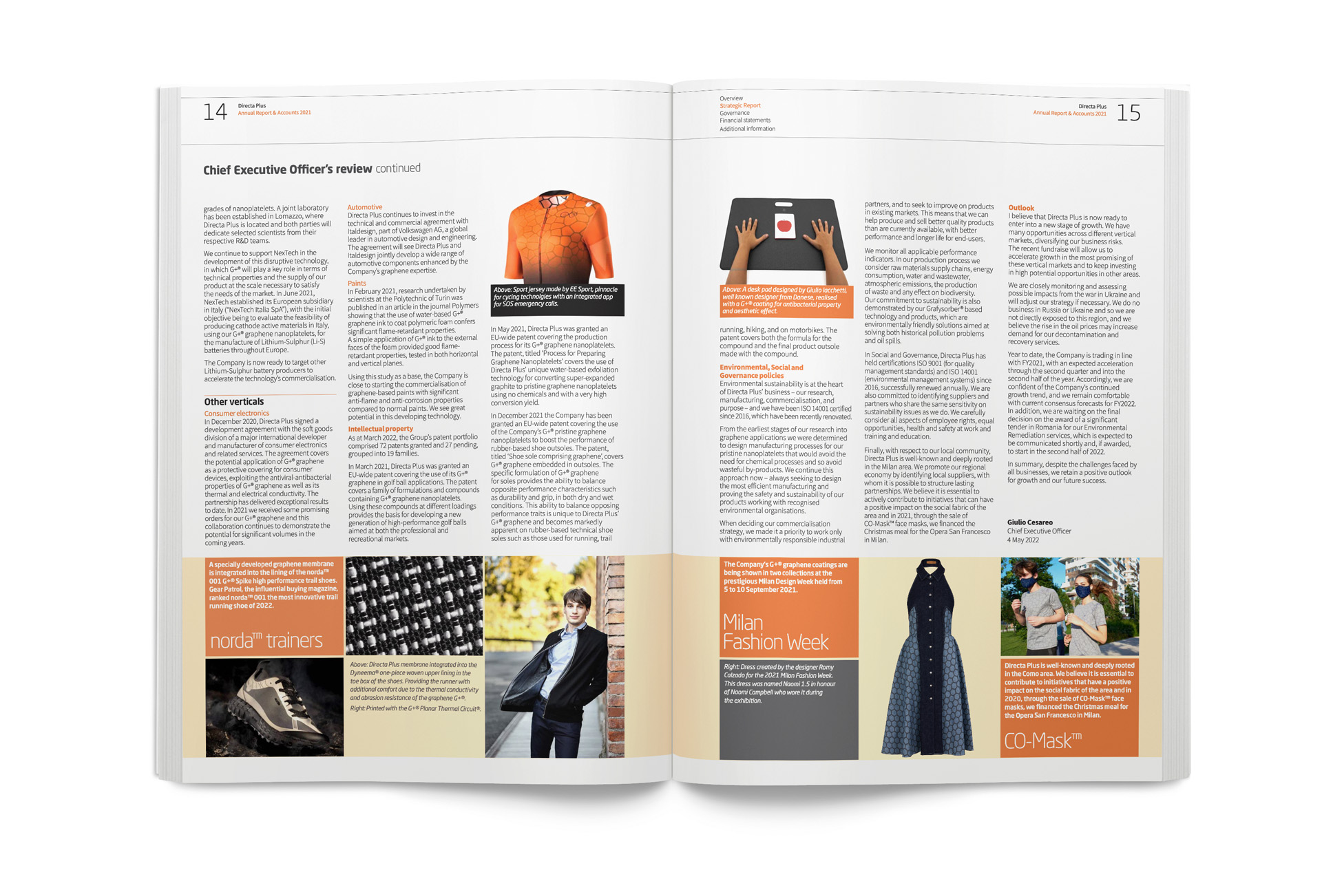 Directa Plus Annual Report - CEO